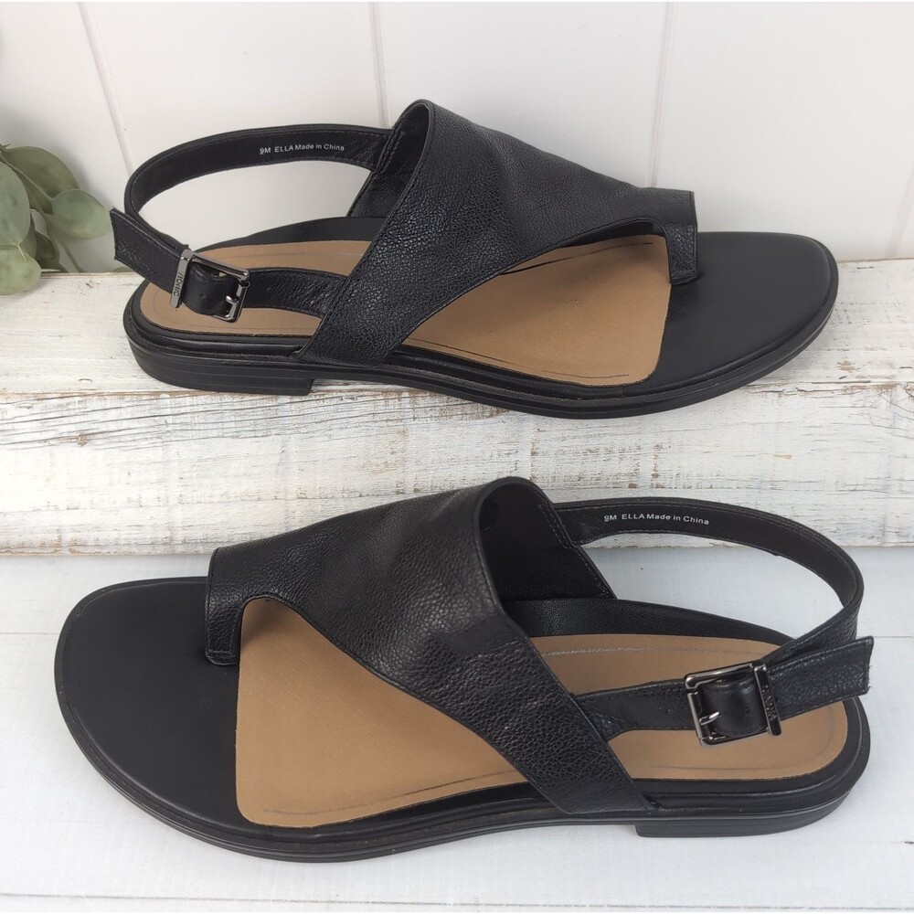 Vionic Ella Toe Loop Sandal Black Leather Women’s 9M Arch Support Comfort Shoes - Picture 9 of 13